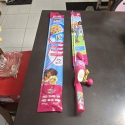 "NEW " Barbie Bundle Of 2 Incl: 26" Barbie Kite And Barbie Fishing Rod & Reel With Lure Spincast Combo By Mattel Ages 4+