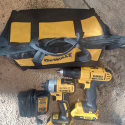 Dewalt Drill And Compat Drill  batteries And New Charger  New Bag 