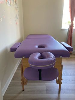 Massage  table +  round rolling stool with why