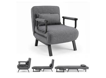 3-in-1 Convertible Sleeper Chair Bed – 6-Position Adjustable Backrest