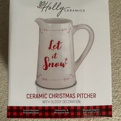 Let It Snow Ceramic Christmas Pitcher