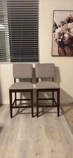 Set of 2 Upholstered Counter Height Bar Stools