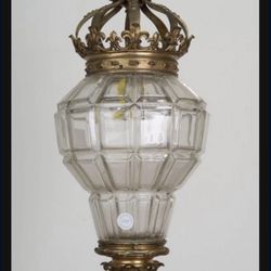 Rare French Circa 1900’s Gilt-Bronze Crown Cut-Glass "Versailles" Style Lantern Hanging Lamp