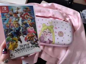 Pink Switch Lite with Sailor Moon Case & Game Included