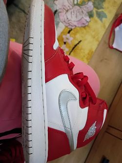 Air Jordan 1 High Red White Silver Sneakers
