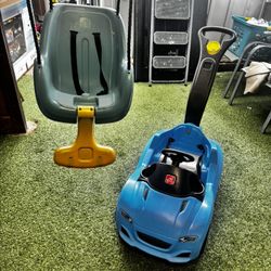 kids Green Swing And Blue Push Car 