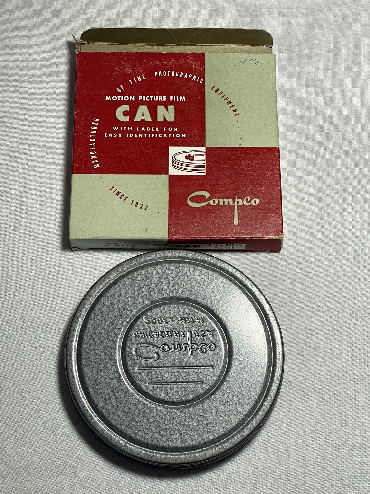Vintage Compco 8mm Film Roll, Film Can & Box