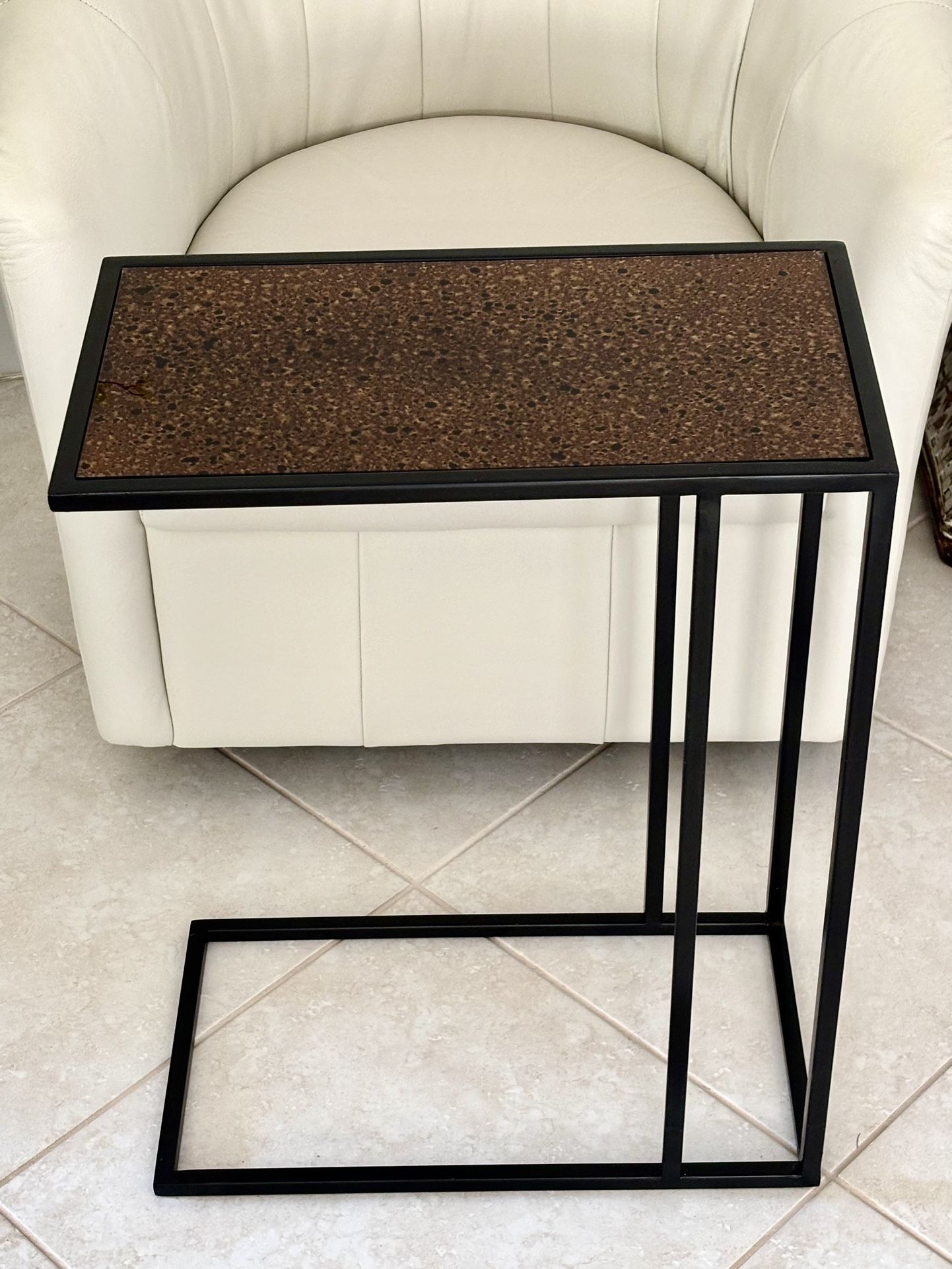 Pier 1 C-Shaped Glass Top Metal Side Table