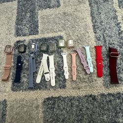 Multiple Apple Watch SE watch bands and covers