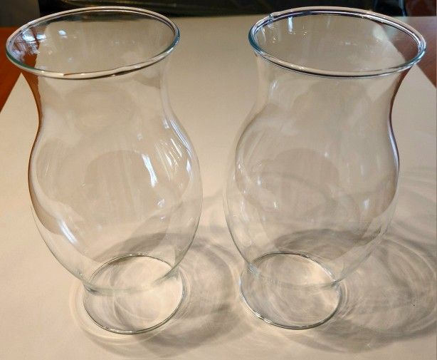 2 Clear Glass Hurricane Candle Shades