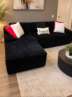 Black Boneless Modular Sectional Couch – Cloud Style Sofa with Chaise