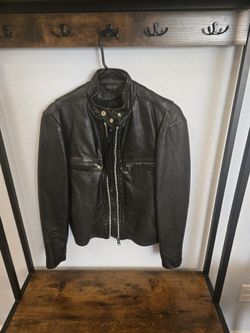 Womens Leather Moto Jacket Biker Style Full Zip Black