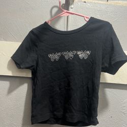 Butterfly Black Crop Top