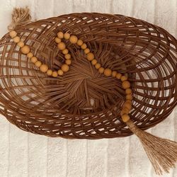 Vintage Wicker Peacock Basket Boho Urban Farmhouse 