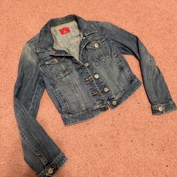 Xs Elle denim jean jacket coat short buttons vintage pockets