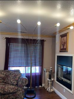 Mid century arch gold floor lamp