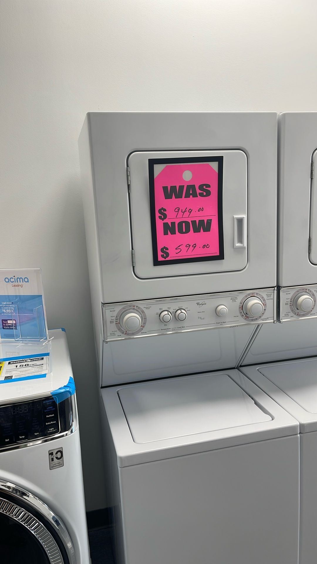 Used Whirlpool 24” Stackable. 1 Year Warranty