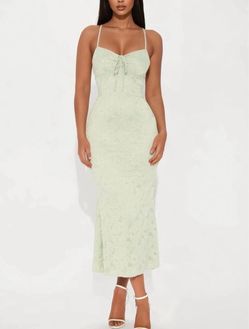 Fashion Nova Sage lace midi dress with tie up New with tags!
