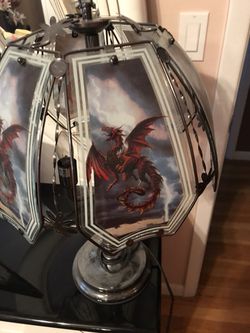 23” Pewter Dragon Lamp