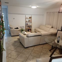 Large White Leather Sectional Sofa