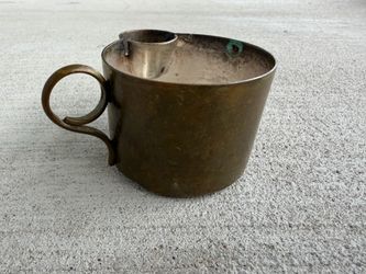Vintage Mexican Brass Chamberstick Candle Holder Finger Loop Handle Hecho en Mexico
