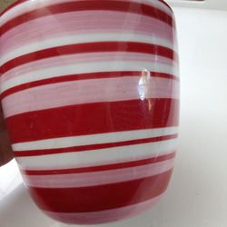 🩷♥️🤍 Flower Vase Pot Enormous CUP 🍶 Red White Pink Stripe's Very Cute 
