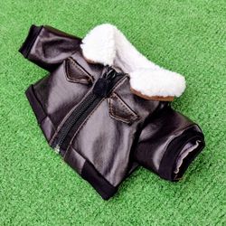 6" Teddy Bear Dress-Up Pilot Toy Zip-Up WW2 Bomber Outfit Jacket Coat Top EUC