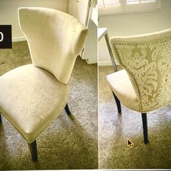 Stylish Beige Studded Winged Chair