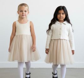 NEW Love To Be Loved Girls Dress Size 6x Dress & Jacket Set Ivory & Gold Tule NWT