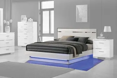 Furniture of America - Erlach Queen Bed Frame in White/Chrome ( Bed Frame Only )