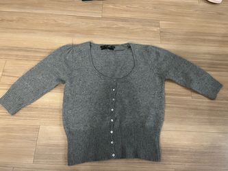 Zara Gray Button-Front Knit Cardigan