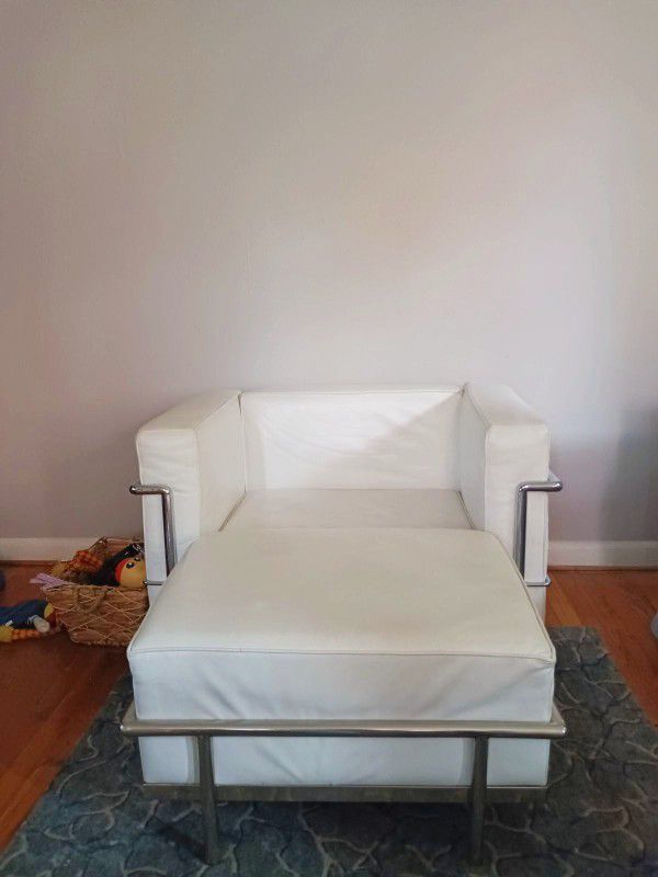 2 Arctic White Chairs And Ottoman 