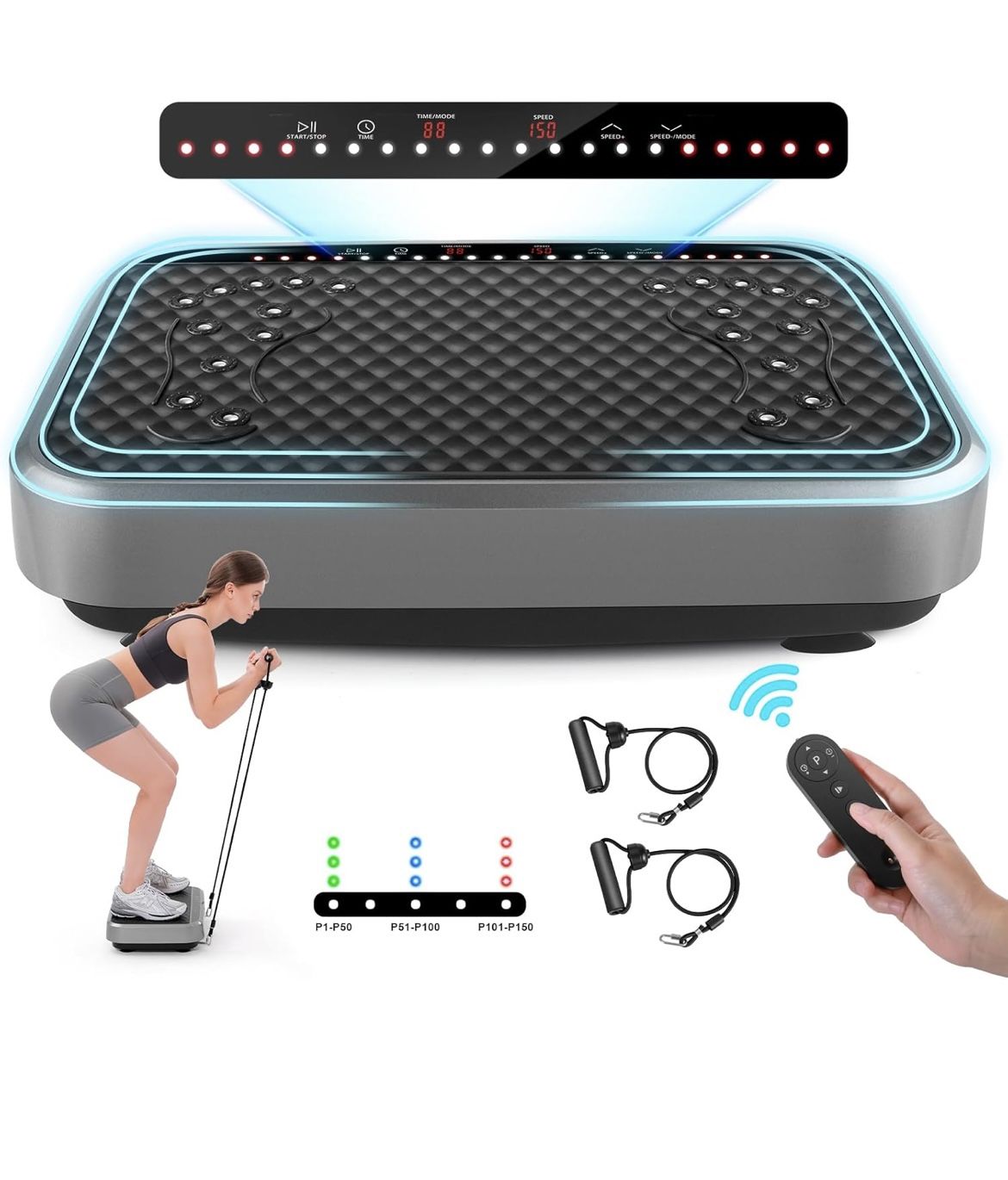 Vibration Plate for Lymphatic Drainage,Whole Body Fitness Platform for Weight Loss,Body Toning,Dynamic Workout Lights,Home Gym Workout