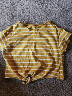 Womens yellow and white striped t shirt