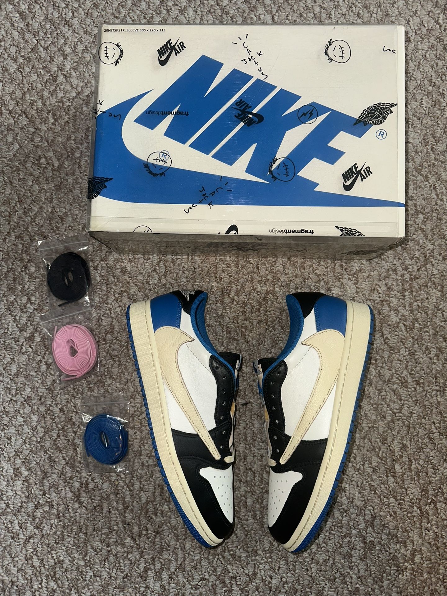 Nike Jordan 1 Og Travis Scott Low “Fragment” Size 9❤️🔥 (Worn 3x) ‼️