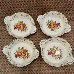 Vintage oven to table ware cocette single serving baking dish. 22ktgold set of 4