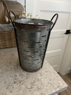 Galvanized Olive Bucket Vase $12