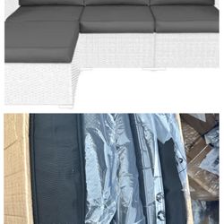 NEW BLACK 4” (7) PIECE REPLACEMENT CUSHION SET