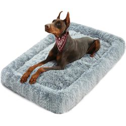 Deluxe Dog Bed Mat for Large Dogs Fluffy Cozy Pad Washable Dog Crate Mat 36 inch with Pillow