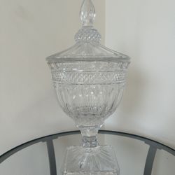 Crystal Glass Candy Dish With Lid