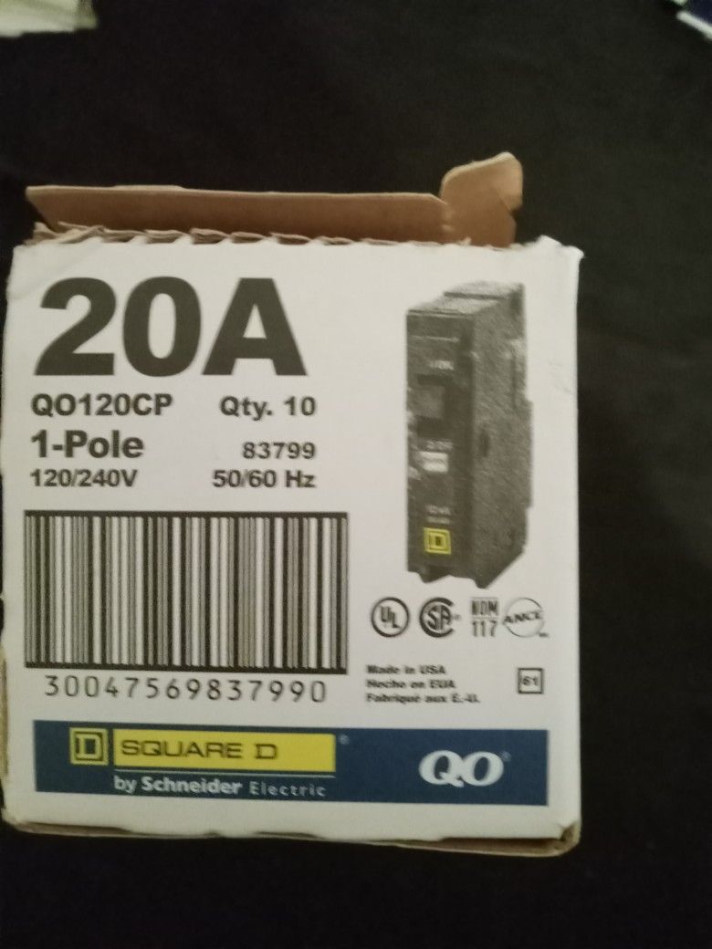 Ten 20amp Breakers