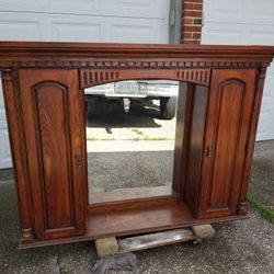 Solid Oak Vanity Mirror Shelves doors light