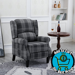 Adjustable Accent Recliner Chair for Living Room, Grey Check