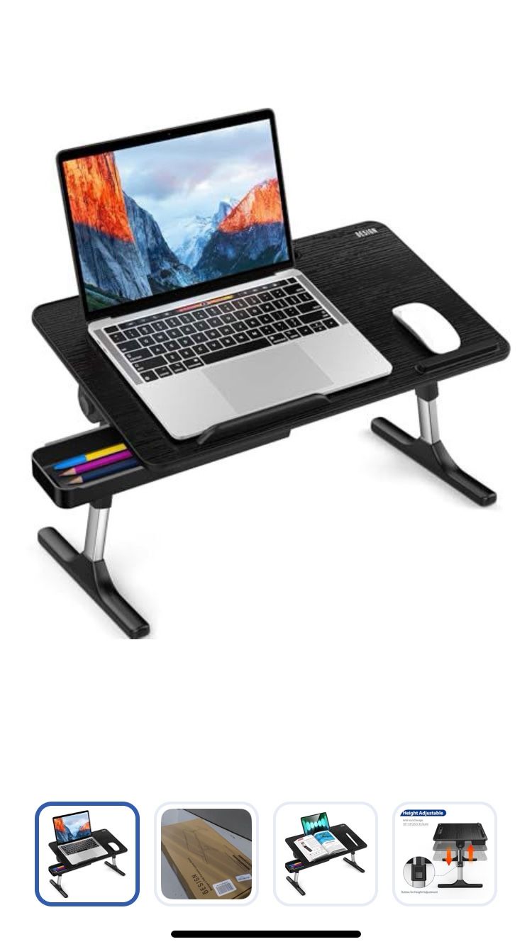 Besign LT05 Adjustable Laptop Table, Lap Desk, Portable Standing Bed Desk, Foldable Sofa Breakfast Tray, Notebook Computer Stand for Reading and Writi