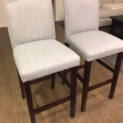 2 Gray Camelot Barstools In Excellent Condition