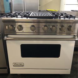 Viking 36”Wide Dual Fuel Range stove With Charbroil Grill