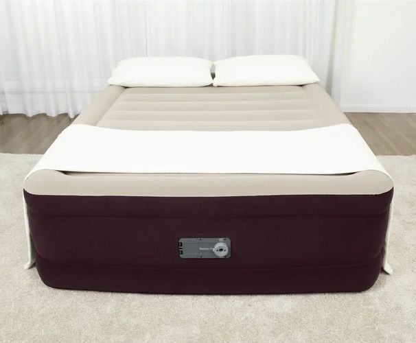 NEW Maroon Tritech Airbed Queen 20" with Built-in AC Pump, Plush Antimicrobial Surface, Quick Inflate