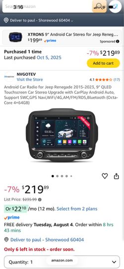 Car Radio for Jeep Renegade 2015-2023