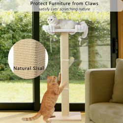 Cat Scratching Post with Large Window Perch 47-Inch Tall Sisal Cat Tree