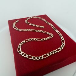 Real 10K Figaro Diamond Cut Chain Necklace 6.2mm 22.5”
